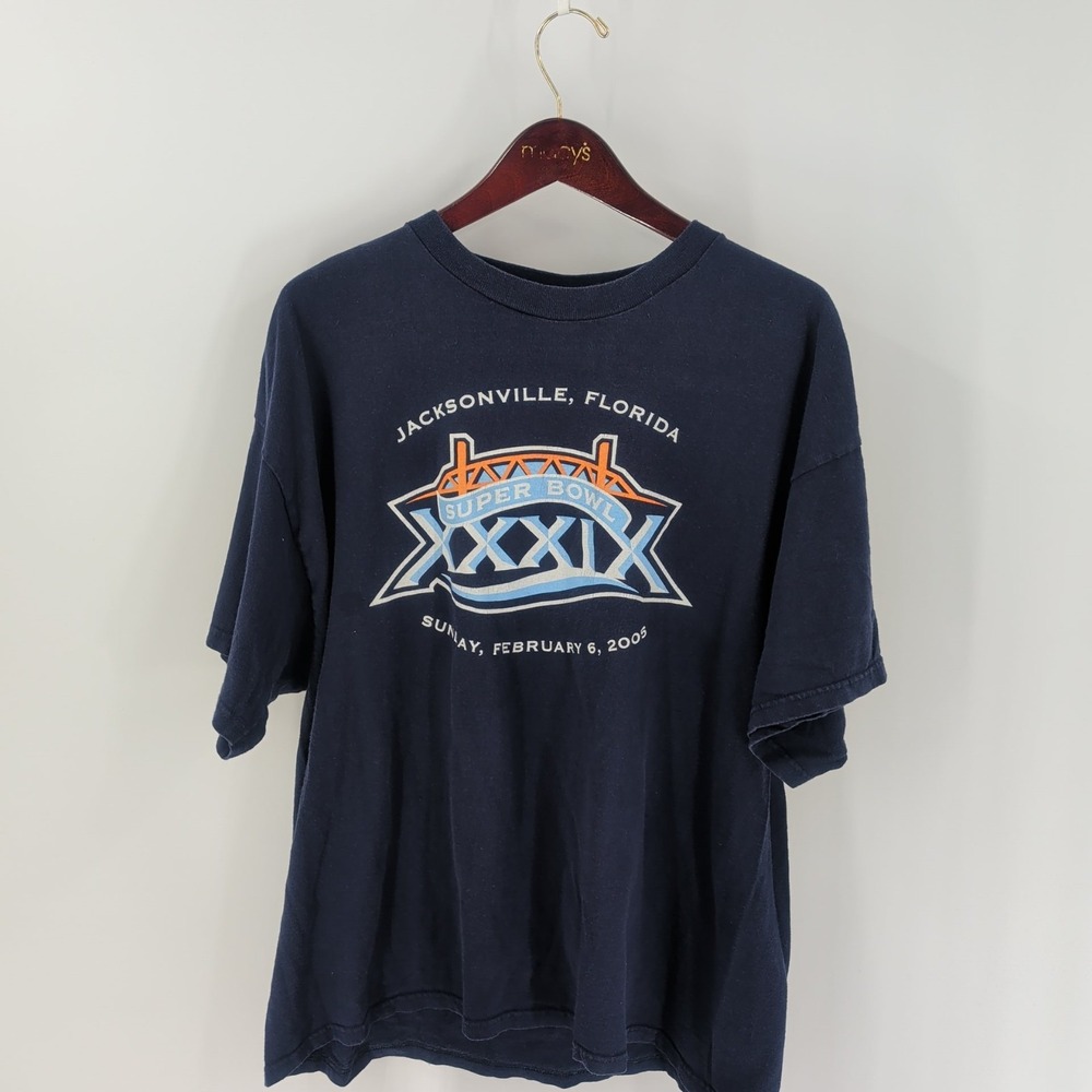 Vintage‎ Delta 2005 Football Super Bowl XXXIX 2005 Graphic Shirt Navy Size XL